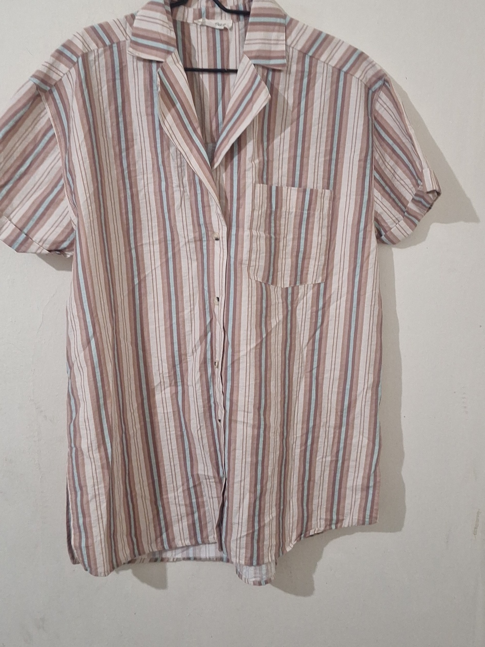 We The Free Short Sleeve Striped Button-Down Shirt
